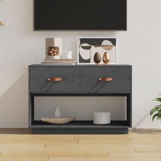 vidaXL Vidaxl - Mueble De Tv Madera Maciza De Pino Gris 90x40x60 Cm