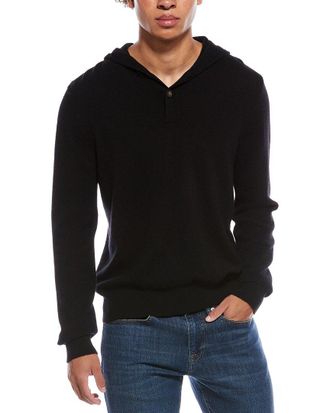 Amicale Cashmere Jersey Cashmere Henley Hoodie