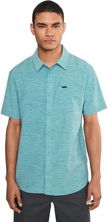 O'Neill TRVLR UPF Traverse Stripe Standard Short Sleeve Woven Shirt Mens Clothing Stone Blue : 2XL, Cotton/Elastane/Polyester