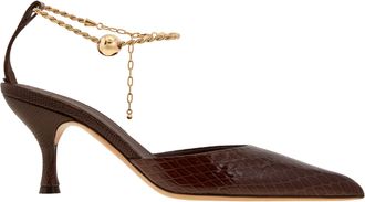 Ferragamo Ferragamo Dana 70 Crocodile Effect Leather Pumps, Size 7 C
