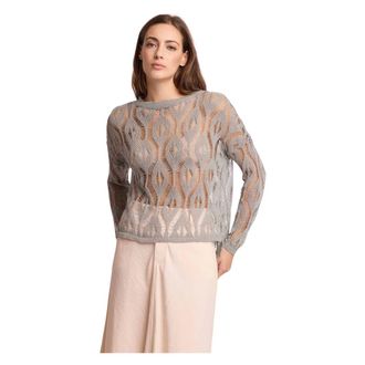 Kocca Round-neck Knitwear, female, Gray, Size: XL Maglia con lavorazione traforata