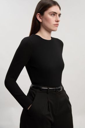 Karen Millen Womens Ponte Buckle Back Detail Bodysuit - Black viscose - Size X-Small