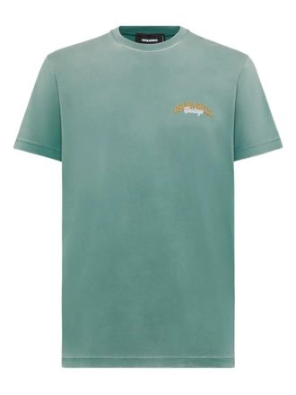 【送料&関税込】Dsquared2 Green Crew-neck T-shirt With Logo DSQUARED2 GREEN LOGO PRINT CREW NECK T-SHIRT | miinto