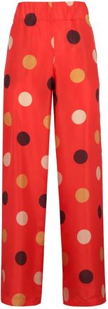 Aspesi Printed Silk Pants - Dames - Wijde Broeken - Oranje - S - Broeken