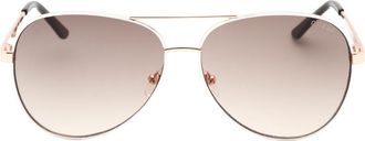 Guess gradi&euml;ntbruine lens wit ingelijste ros&eacute;gouden zonnebril