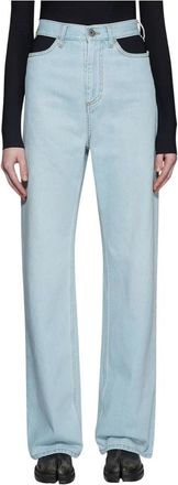 Maison Margiela Straight-Leg Jeans met Cut-Out Panelen - Dames - Bootcut Jeans - Blauw - 3XS - Jeans