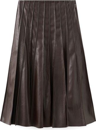 Mango Dalia Pleated Faux Leather Midi Skirt in Brown at Nordstrom, Size 10