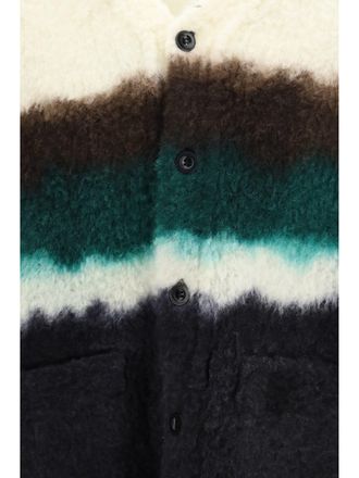 sacai Mens Cardigan Chusen-Dyed Black-Multicolour Wool (ovis Aries) Black/multicolour Sweater
