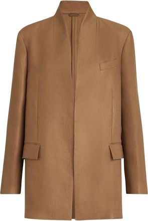 Brunello Cucinelli Monili-detail linen jacket - Brown