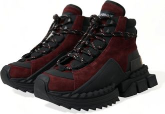 Dolce & Gabbana Burgundy Super King High Top Men Sneakers Shoes Leather