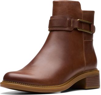 Clarks Womens Maye Bella Ankle Boot, Tan Leather, 8.5 UK