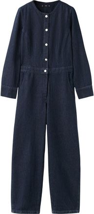 Mango Long Sleeve Denim Jumpsuit in Dark Blue at Nordstrom, Size X-Small