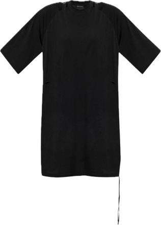 Yohji Yamamoto Cnch Drpe Tee Jurk - Dames - Korte kleedjes - Zwart - S - Wol - Kleedjes