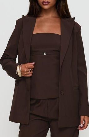 Princess Polly Crowd Pleaser Oversize Blazer in Chocolate at Nordstrom, Size 12