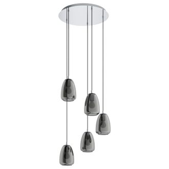 Loops Pendant Light Colour Chrome Shade Black Transparent Glass Vaporized E27 5x40W