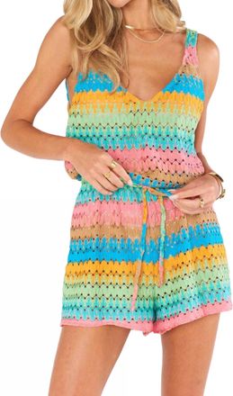 Show me your Mumu Ren Crochet Romper In Green Multi