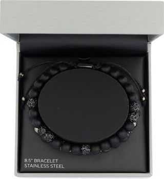 American Exchange Mens Set of 2 Beaded Stretch Bracelets in Gun/Black at Nordstrom Rack