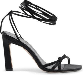 Dee Ocleppo Zwarte Satijnen Veterschoenen Hakken - Dames - Sandalen met hakken - Zwart - 39 EU - Satijn - Schoenen