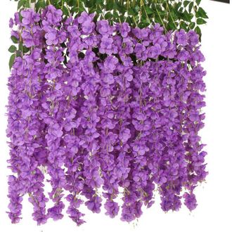OEM Juego De 24 Flores Artificiales De Glicinia Artificial, Guirnalda De Flores De Seda Para Colgar, Ideal Para Decoraci&oacute;n De Hogar, Jard&iacute;n, Bodas Y Fiest