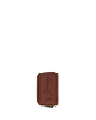 Lanvin Catch By Lanvin Zipped Leather Cardholder in Black/cognac at Nordstrom
