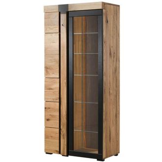 Massivmoebel24 Vetrina in legno di Quercia selvatica 80x45x180 oliato / naturale rotterdam 111