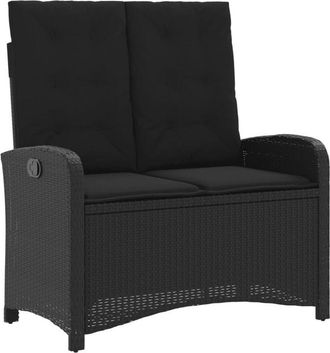 vidaXL Vidaxl - Sill&oacute;n Reclinable De Jard&iacute;n Con Cojines Rat&aacute;n Sint&eacute;tico Negro