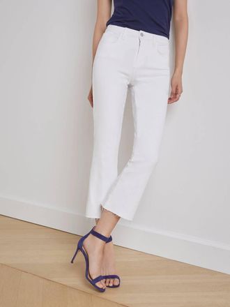 L'agence Womens Kendra High Rise Crop Flare Pants In Blanc