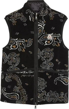 Moncler Reversible Paisley Print Fleece & Diamond Quilted Vest in Black at Nordstrom, Size Xx-Large