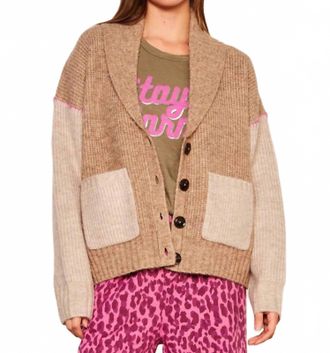 Sundry Shawl Collar Cardigan In Taupe