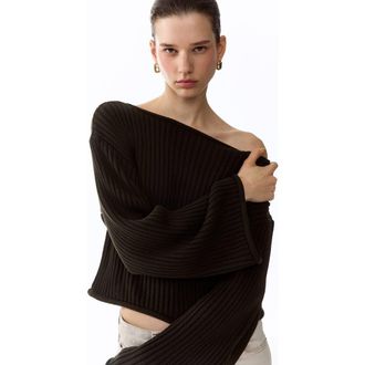 H&M Rib-knit Boat-neck Jumper in Dark Green at Nordstrom, Size X-Small