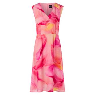 Marc Cain Viscose Midi Jurk met Calla Lelies - Dames - Zomerkleedjes - Veelkleurig - L - Leer - Kleedjes