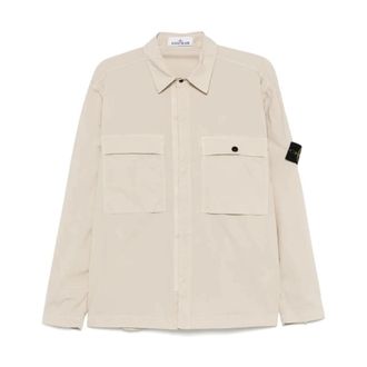 Stone Island Katoenen overhemd - Heren - Casual Overhemden - Beige - XL - Katoen - Overhemden
