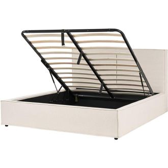 Beliani Beliani - Letto King Size Tessuto Imbottitura Base a doghe Contenitore Camera da letto moderna Beige 160 x 200 cm Moissac
