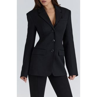 House of CB Luella Hourglass Crepe Jacket in Black at Nordstrom, Size X-Large