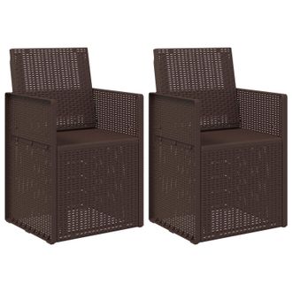 vidaXL Sillas De Comedor De Jard&iacute;n 2 Pcs Marr&oacute;n Pp Vidaxl