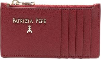 Patrizia Pepe logo-plaque zip-up card holder - women - Calf Leather/Polyester - One Size - Red