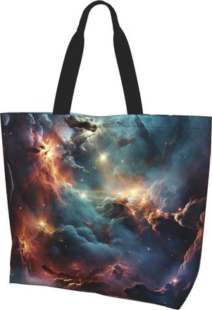 Generic Nebula Image Grocery Bag Eco Friendly Shopping Bag Lightweight Handbags For Work College Beach
