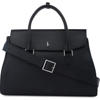 Behno Large Coco Pebble Leather Satchel in Black at Nordstrom