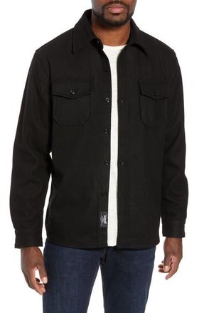Schott NYC CPO Wool Blend Work Shirt in Black at Nordstrom, Size Xx-Large