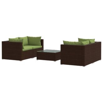 vidaXL 5 Pcs Garden Lounge Set Con Coj&iacute;n Mimbre Pe Brown