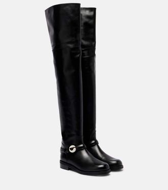 Coperni Logo leather over-the-knee boots