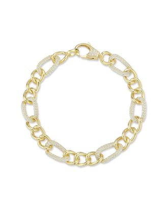 Chloe and Madison Chloe And Madison 14K Over Silver Cz Chunky Figaro Bracelet