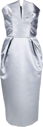 Maison Margiela Cintzed satin midi dress - women - Polyamide/Silk/Acetate - 40 - Blue