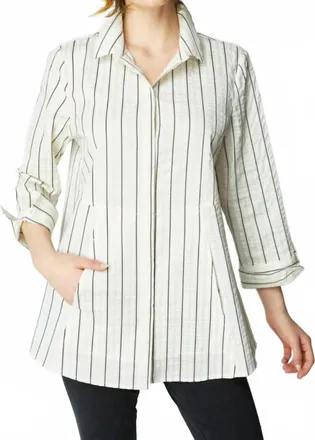 Habitat East Side Stripes Hidden Placket Shirt In Winter White