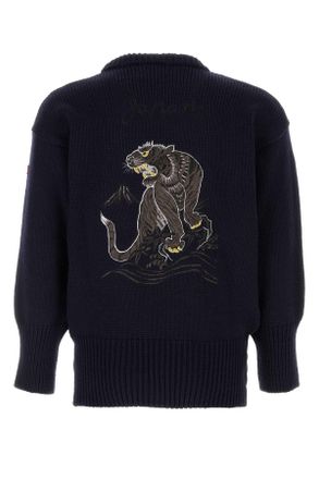 Junya Watanabe Mens Midnight Blue Wool Sweater Navy Exterior: Maglie