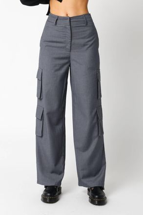 Olivaceous Wide Leg Cargo Pants In Grey