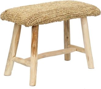 Bazar Bizar Banco de madera y rafia natural
