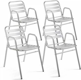 Oviala Oviala - Lotto di 4 sedie da giardino in alluminio grigio