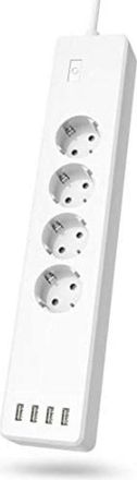Hama Regleta Inteligente Wifi Con 4 Enchufes Y 4 Usb (enchufe M&uacute;ltiple Sin Hub/gateway, Con Usb, 4 Enchufes, Con Protecci&oacute;n Contra Sobrecarga, Control Por 
