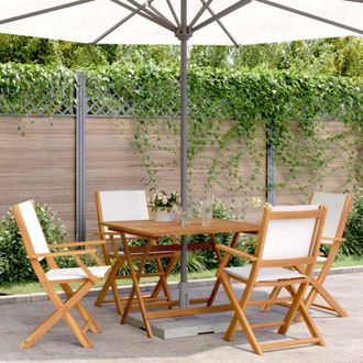 vidaXL Set Pranzo da Giardino 5pz Crema in Tessuto e Legno Massello vidaXL 511986